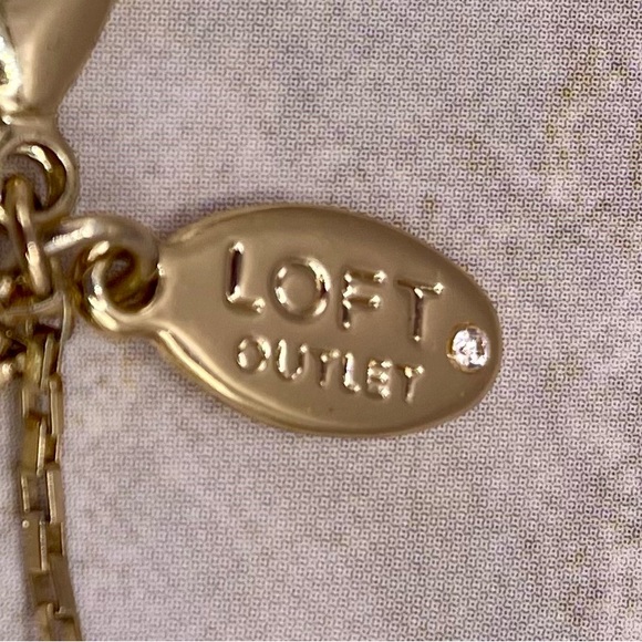 LOFT Gold and Pearl Bead Station Layered Necklace. 14 inches w/a 3 inch extender - Picture 5 of 5